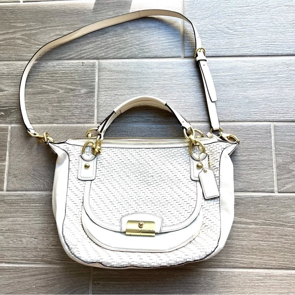 Coach Vintage Plaid Beige Leather Shoulders/Crossbody/Satchels Bag
